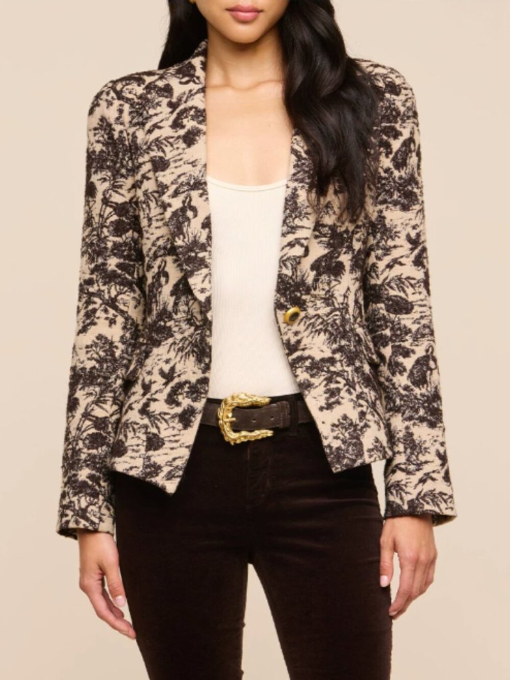 L'AGENCE Kaisley Blazer Brown/Beige Toile US 6/8 Tweed Classic